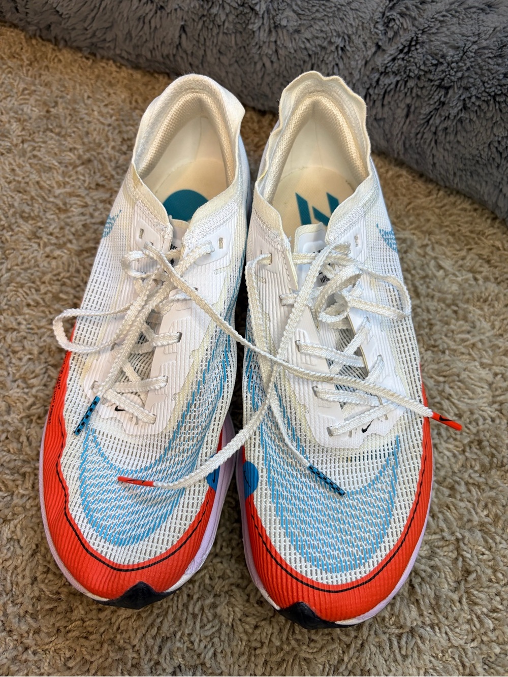 Nike Women's Vapor Fly White Blue and Orange Performance Running Shoes